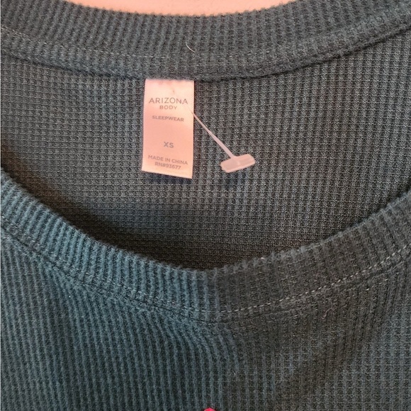 Arizona body green Ribbed long sleeve sleep shirt size xs - Picture 2 of 5